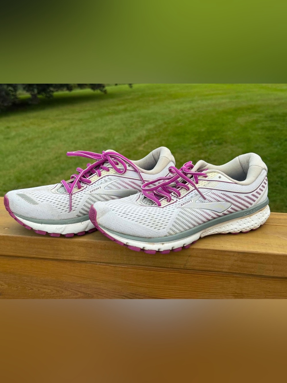 Brooks Women's White Running Sneakers with Pink Accents